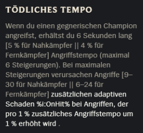 Schling_L's tweet photo. @RvNxMango
Die deutsche Übersetzung von Lethal Tempo ist noch bisschen kacke, aber sehe ich das richtig, dass das doch OnHIT und nicht OnAttack ist, wegen diesem "%i:OnHit%"? https://t.co/tfuQ7xcjXF