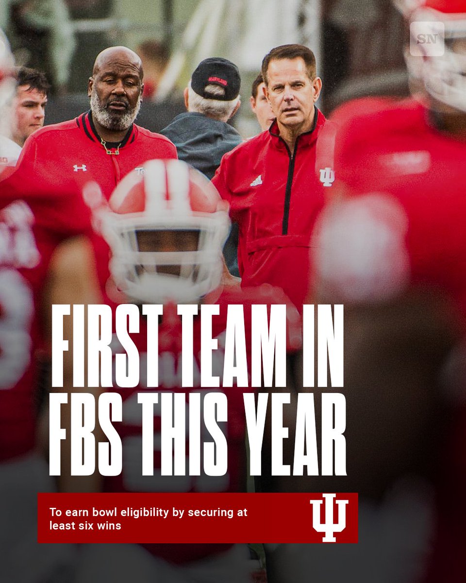 The Sporting News (@sportingnews) on Twitter photo Indiana is the first FBS college football team to secure bowl eligibility this season 🔥 <a href="/IndianaFootball/">Indiana Football</a> Indiana is the first FBS college football team to secure bowl eligibility this season 🔥 <a href="/IndianaFootball/">Indiana Football</a>