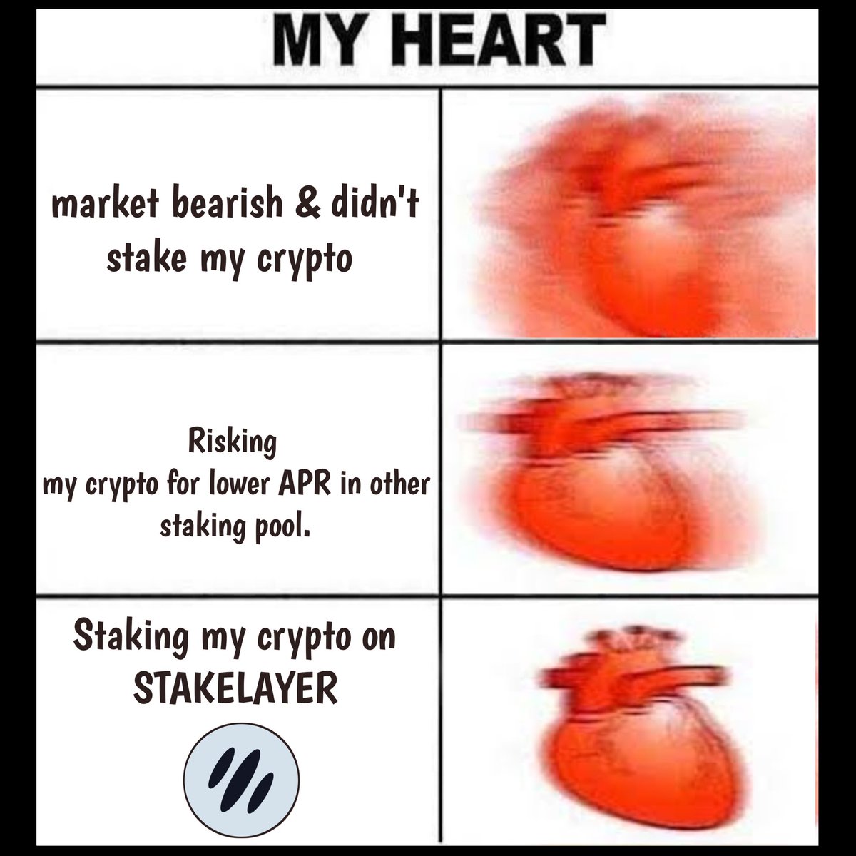 _someoneRandomn's tweet photo. In my WHOLE life in crypto, staking has never been this Easier ,Fun and Profiting until I came across @StakeLayerIO
STAKELAYER is the world's first cross-chain Restaking project, where you can stake $BTC, $Eth, $SOL & earn a bullish APR.
Memes of how STAYLAYER changed the game๐ https://t.co/XD652U7gRC