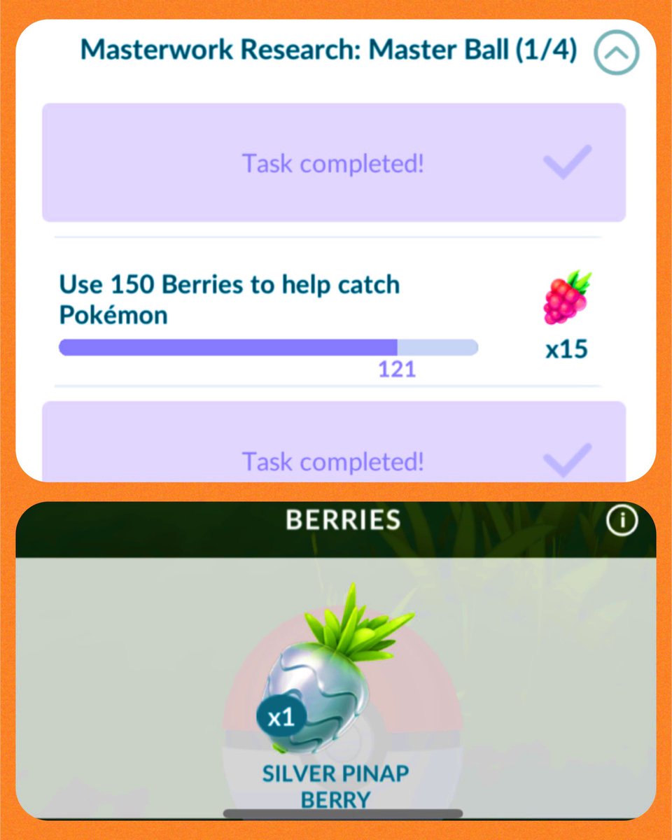 KamikeoPoGo's tweet image. OOPS!

Guess we have a bit more #PokeStop spinning before finishing 1️⃣/4️⃣ of the #MasterworkResearch for the #MasterBall. 😁😆

... 👊🏾🐻 GRIND!
#RazzBerry #NanabBerry #PinapBerry #SilverPinapBerry #GoldenRazzBerry #PokemonGo #PokemonGoApp