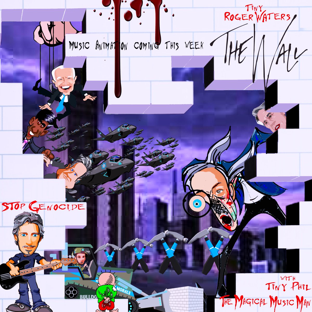 MagicalMusicMan's tweet photo. Coming this week
the #musicanimation #thewall #freepalestine #tinyrogerwaters @rogerwaters & friends
@pinkfloyd @johncusack @bongosaloon @Byoussef
Never more so has the truth been more important
#allhumanlifematters #stopgenocide #music #art https://t.co/d27c9gzwYo