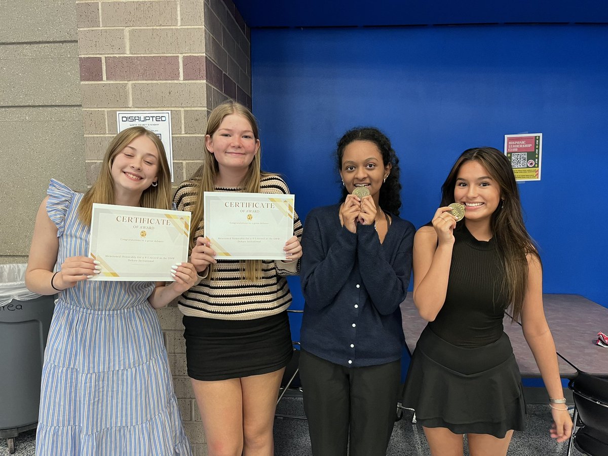 Medals all around! Dani &amp; Olivia take 1st; Madi &amp; Lexi take 8th! <a href="/OEActivities/">Olathe East Activities</a> #HawkPride #FuturesLookingBright