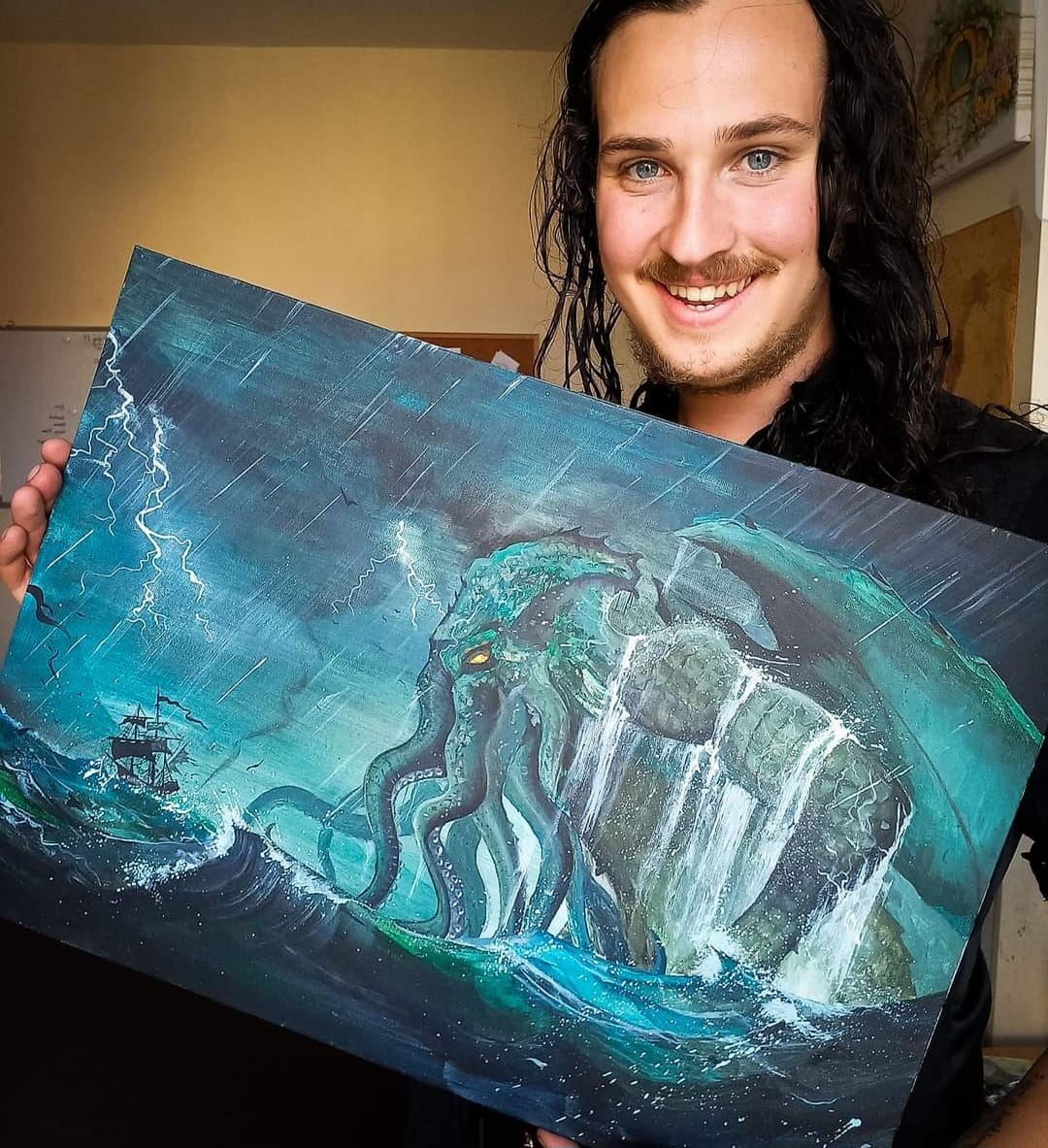 🦑The Thing cannot be described, a mountain walked or stumbled free into R'lyeh🎨The Art of Caleb Peregrine🦑#Cthulhu #HPLovecraft #Lovecraftian #Gothic #Monster #HorrorArt #Horror #Scifi
