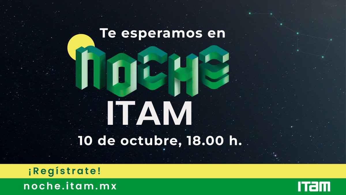 ITAM (@itam_mx) on Twitter photo ¡Estamos a solo 5 días de la #NocheITAM2024! Descubre lo que te espera en tu futura universidad. 🌟 #SeITAMhoy
¡Regístrate hoy! cutt.ly/8eTNmfyP ¡Estamos a solo 5 días de la #NocheITAM2024! Descubre lo que te espera en tu futura universidad. 🌟 #SeITAMhoy
¡Regístrate hoy! cutt.ly/8eTNmfyP