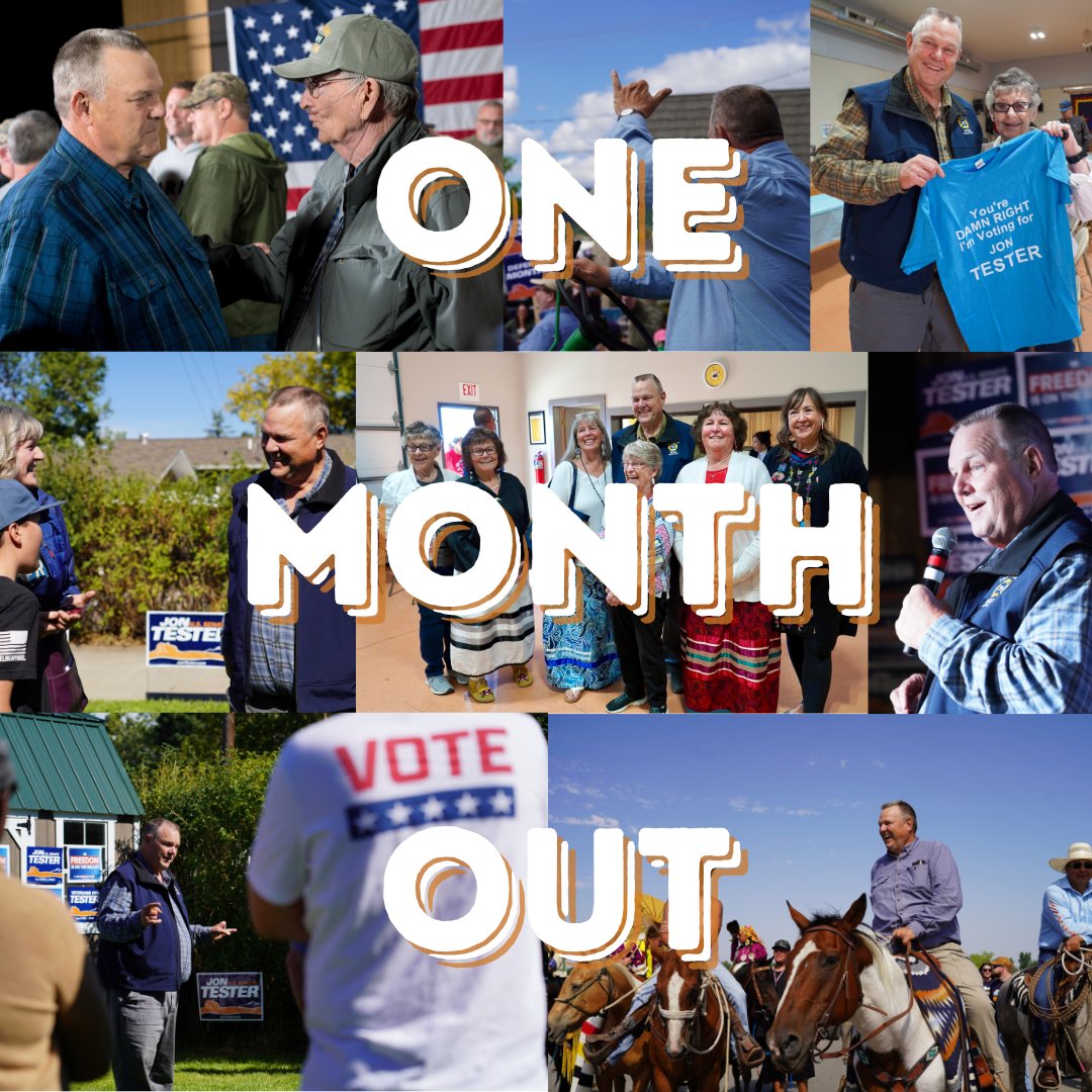 jontester's tweet photo. Montana, we are exactly one month out from Election Day! Help us run through the tape by signing up to volunteer today โ https://t.co/CtmrhZ6U65 https://t.co/WV1on57xm1