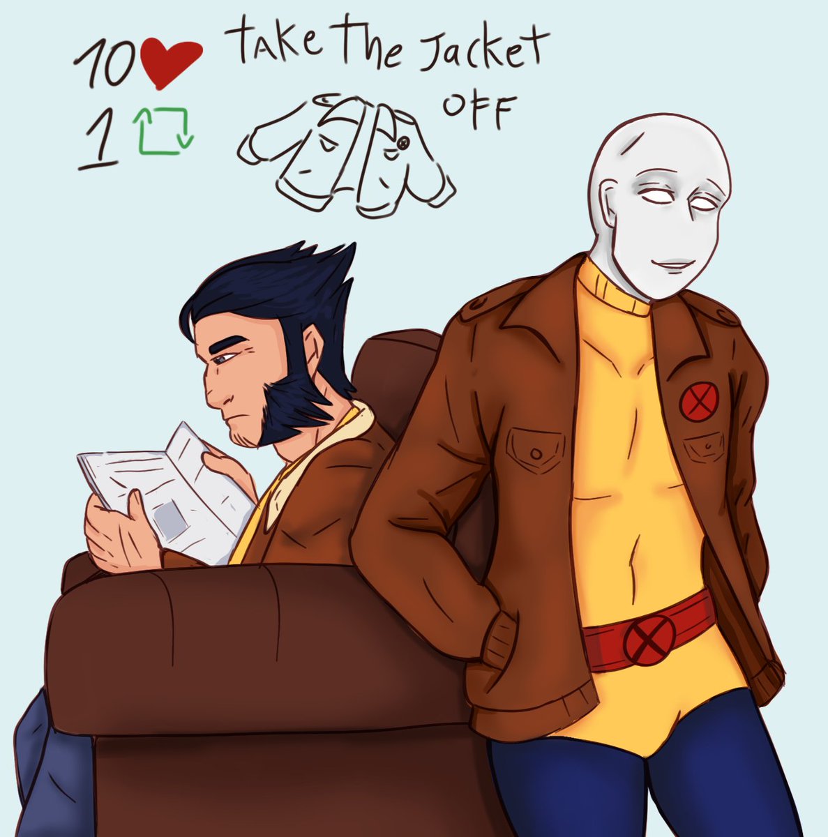 yo_soypez's tweet photo. I'm going to undress morph (And Logan goes to look) #morph #morphxmen #morpherine https://t.co/OlRHMufily