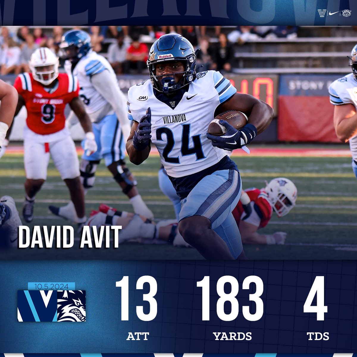 Villanova Football (@novafootball) on Twitter photo What a performance by <a href="/DavidAvit00/">David Avit</a>! 🔥
183 yards on the ground sets a Villanova freshman record for rushing yards in a game! 👏
#TapTheRock #GoNova What a performance by <a href="/DavidAvit00/">David Avit</a>! 🔥
183 yards on the ground sets a Villanova freshman record for rushing yards in a game! 👏
#TapTheRock #GoNova