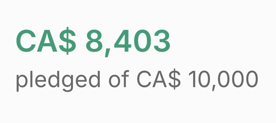 We’re SO close to 85% on our first goal! 🙀

$97 CAD / $71 USD until we hit the final 15% on giving <a href="/talesfeathers/">Tales & Feathers Magazine</a>.bsky.social another two years!

After that, we start looking to the future ✨🔮

(Aka. The new SFF press !!!)