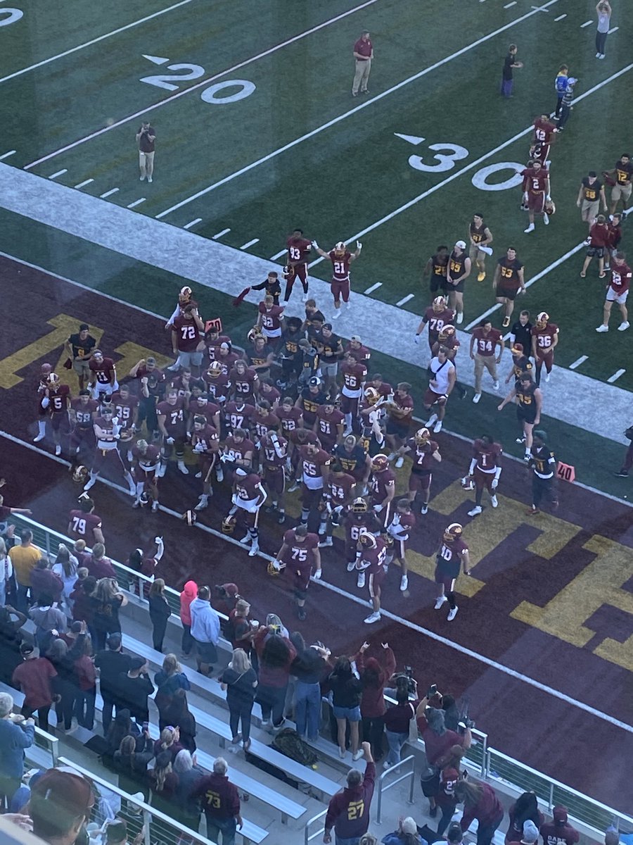 The streak is over!
First win for <a href="/NSUWolves_FB/">Northern State Football🐺 🏈</a> over Bemidji since Nov. 15, 2014. A 14-13 final!
<a href="/danielcbritt18/">Daniel Britt †</a> 12-22 131y.
<a href="/WyattWblock01/">Wyatt Block</a> 15car. 96y. TD.
<a href="/JakeAdams_23/">jake adams</a> ties CH: w/ 20tkls.
<a href="/trevorjohns1115/">Trevor Johnson</a> masterful INT.
<a href="/VanMaxmjvl/">Max Van Landingham</a> 2sacks.
<a href="/matthewbbaker/">Matthew Baker</a> 2sacks
HAPPY GYPSY DAYS