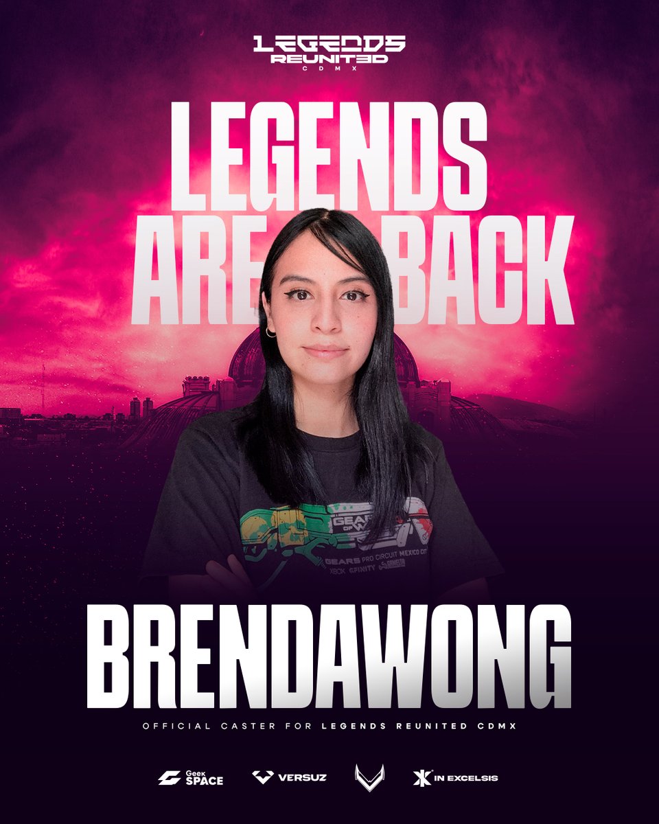 📣ANUNCIO📣
Queremos darle la bienvenida a <a href="/iBrendaWong/">Brenda 100tifik</a> como nuestro Caster en presencial en 
LEGENDS REUNITED CDMX Gears 5

Su toque y dinamismo estarán presentes

Nos vemos 6 y 7 de Diciembre en Arena The Place To Play Movistar Pedregal

BOLETOS DISPONIBLES A LA VENTA YA!🎟️