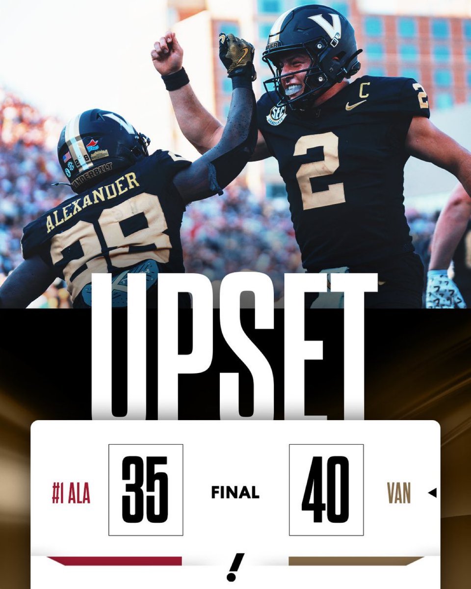 Massive Win Vandy Upsets #1 Bama 😳
12Team Playoff is wide open now!