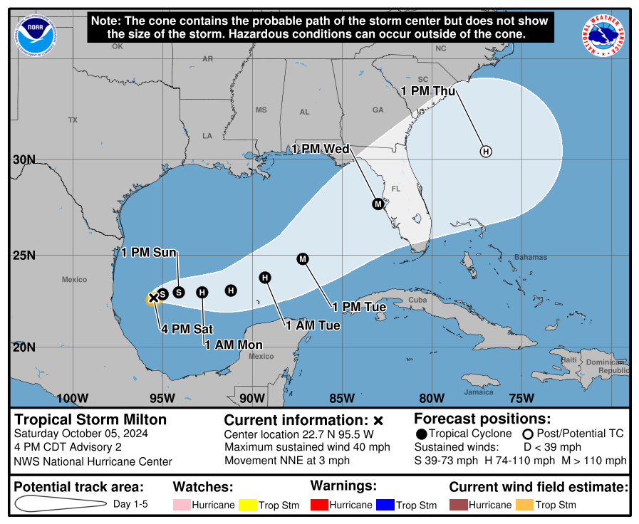 LimWeather's tweet photo. #TD14 now #Milton since 1.25PM EDT,forecast to hit W #Florida as 115mph+C3 MAJOR #Hurricane! ALL INTERESTS THERE SHOULD BEGIN PREPS NOW!
#Wxtwitter #Wxx #tropicswx #HurricaneSeason2024 #Hurricaneseason #Milton #HurricaneMilton #FLwx #TampaBay #Tampa #StPete #Sarasota #Clearwater https://t.co/VlrNX45DdW