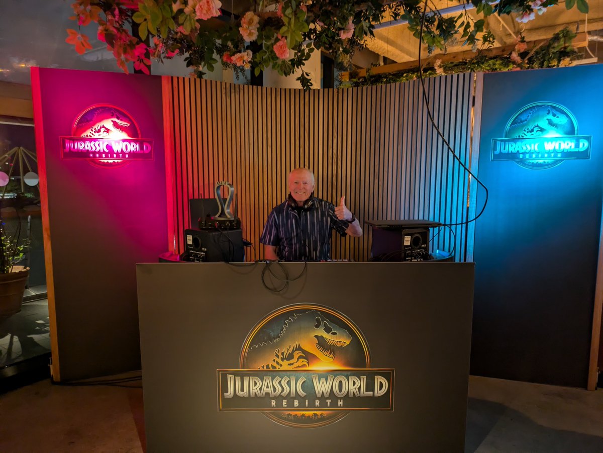 At the REBIRTH wrap party, DJ Master Frank (DJMF) had a fabulous booth to spin his tunes from... <a href="/_JurassicWorld/">Jurassic World</a> <a href="/UniversalPics/">Universal Pictures</a> <a href="/Margaritaville/">Margaritaville</a>