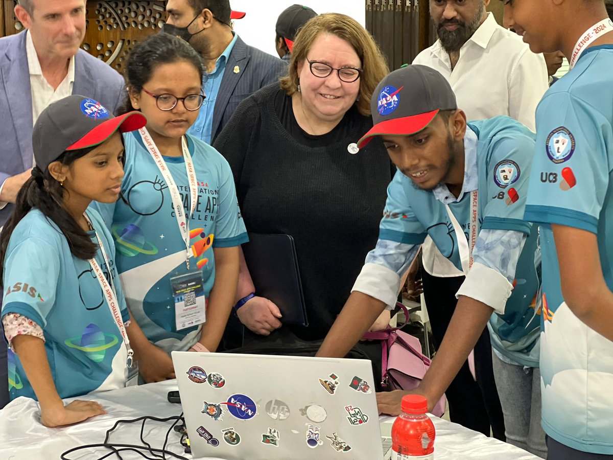 usembassydhaka's tweet image. The amazing young people of Bangladesh have been global champions of the NASA Space Apps Challenge four times in the last six years. Best of luck to the Bangladeshi young scientists performing on the global stage this year. Space unites us all!  🔭🪐   #NASAChallenge…