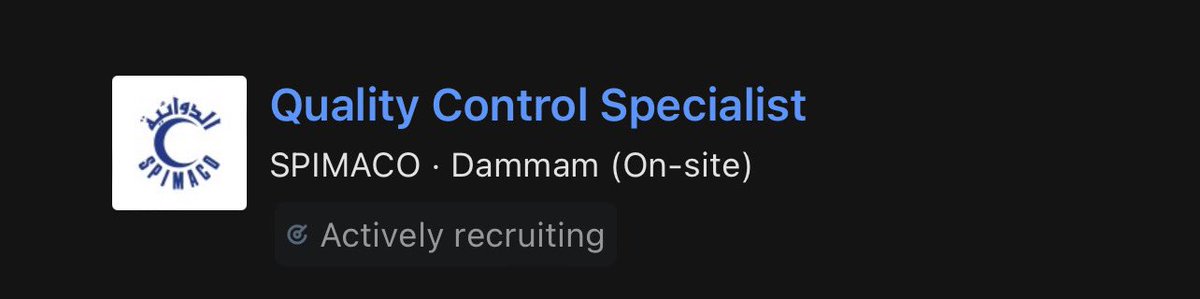 MedLab_BySara's tweet image. شركة الدوائية SPIMACO طالبين اخصائي QC بالدمام 

#مراقبة_جودة 
#Quality_Control 
#QC