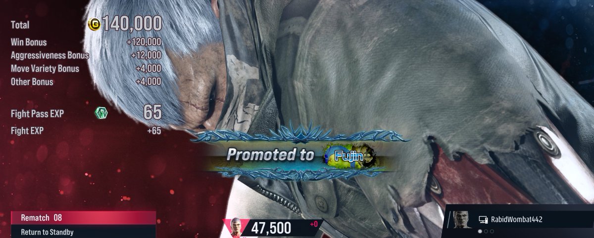 After taking a break of several months, I picked #Tekken8 back up and started working thru ranked again picking up some new ones. 

Don't know how long I'll be able to keep it, but I'd never thought I'd even hit it to begin with