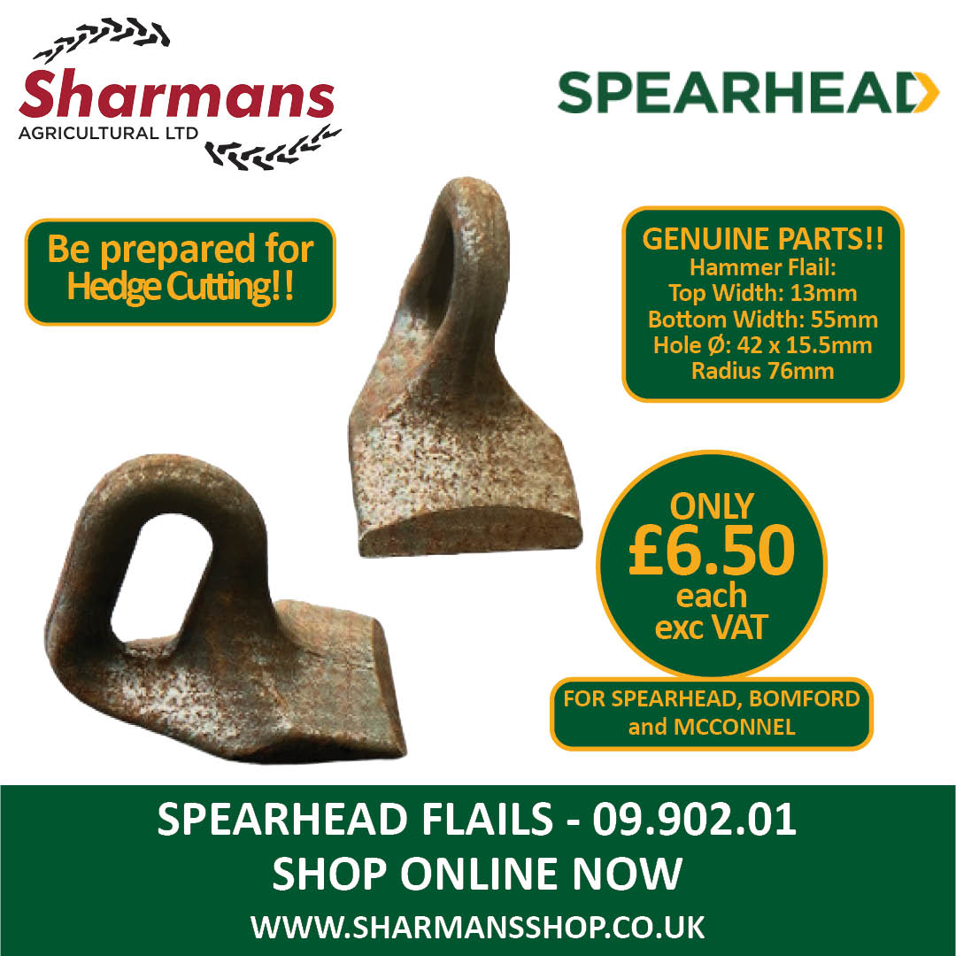 Sharmansagri's tweet image. 📢 Special Offer - @SpearheadWorld Flails 09.902.01
🌟ONLY £6.50 each +VAT🌟

Shop online now - sharmansshop.co.uk/parts/wearing-…

#SharmansShop #DealerMakesTheDifference #HedgeCutting #Autumn24 #Spearhead #GenuineParts #AgriculturalParts