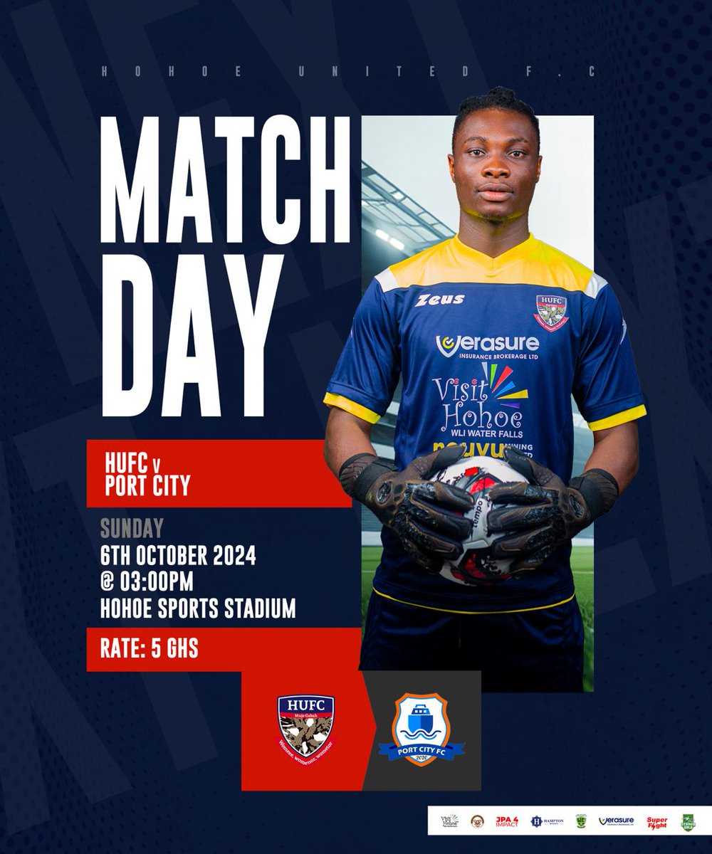 📍MATCH DAY

|| 🆚Port City Football Club
|| 📅6th October 2024
|| ⏰ 3PM
|| 🏆 Division One League
|| 📍Hohoe Sports Stadium 
||   💵 5GHC

 #𝘃𝗶𝘀𝗶𝘁𝗵𝗼𝗵𝗼𝗲
#Verasure 
#Womeeee 
#𝐉𝐏𝐀𝟒𝐢𝐦𝐩𝐚𝐜𝐭