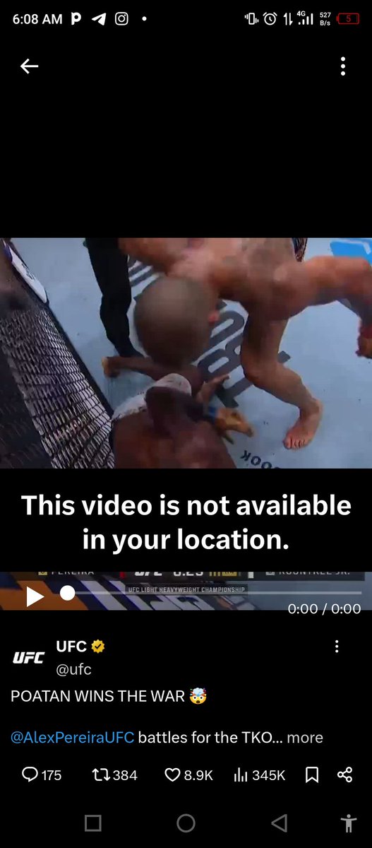 kaySlayBerko's tweet photo. @ufc @AlexPereiraUFC Not available in my location? Why is this? https://t.co/ee0DsTGpmE