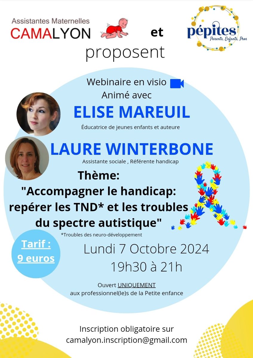 Camalyon3's tweet photo. Dernière possibilité pour s'inscrire et participer à ce webinaire. 

Venez enrichir vos connaissances autour des sujets des TND et des TSA.

https://t.co/PtQjZytZQb

OUVERT À TOUT.E.S LES PROFESSIONNELLES DE LA PETITE ENFANCE DE TOUTE LA FRANCE. https://t.co/ke3SpgwwNj
