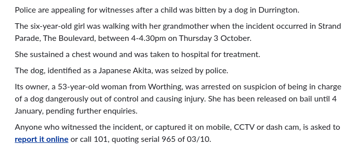 crochetjenny's tweet image. Appeal after a child is bitten by a dog in #Durrington    
#Akita    
A very unpredictable breed.
sussex.police.uk/news/sussex/ne…