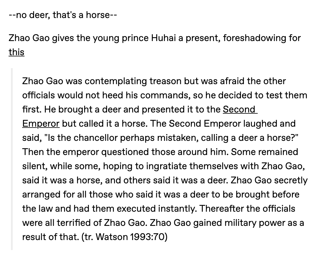 itsnotapen1's tweet photo. -No deer, that's a horse- 
Enunch Zhao Gao gives Prince Huhai a present. 
#chinesehistory #zhaogao #yinghuhai #qindynasty https://t.co/e31fycAArl