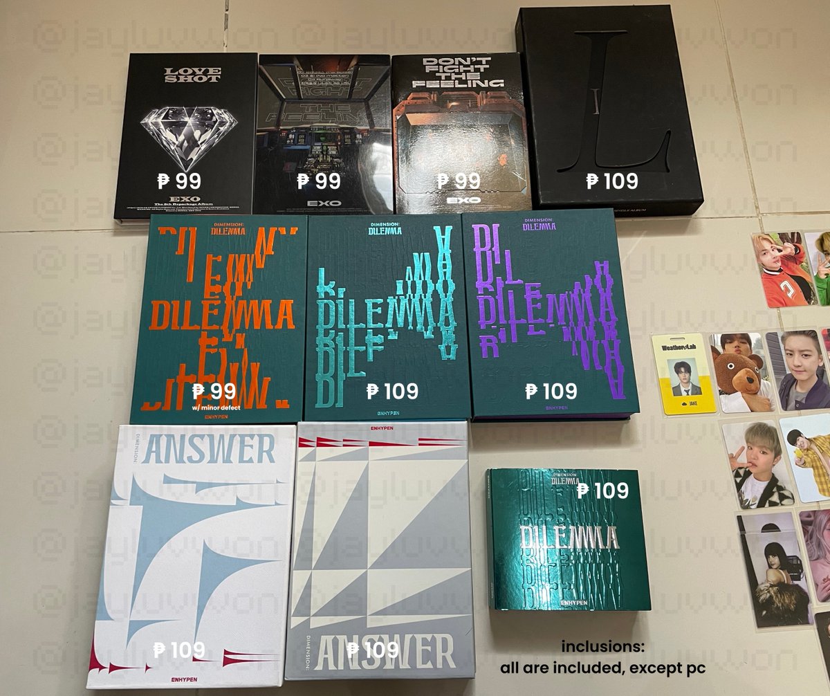 jayluvwon's tweet image. unsealed albums exo love shot don't fight the feeling lalisa lisa enhypen dilemma answer enhypen enha nct exo 2024