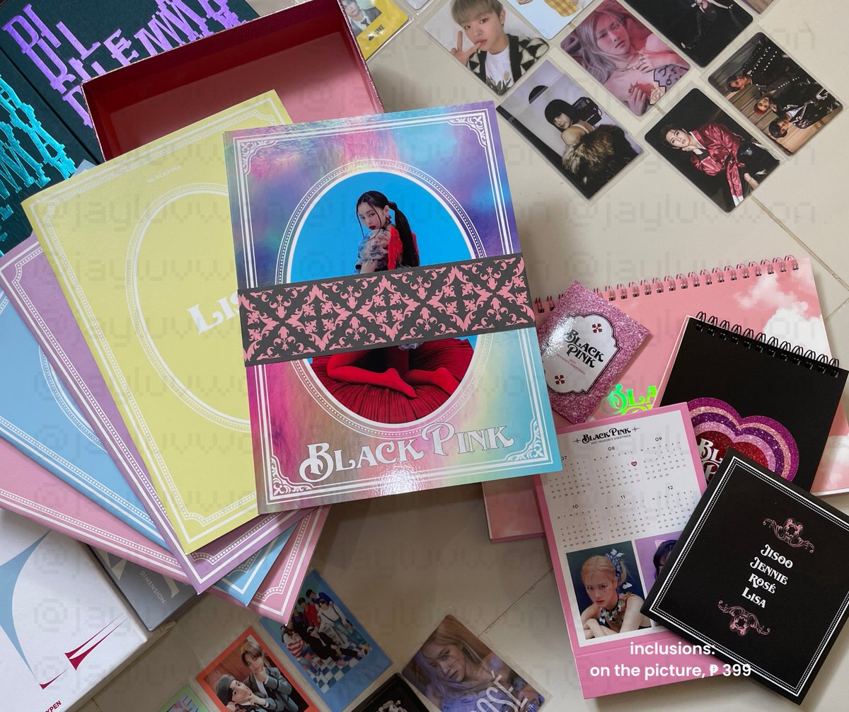 jayluvwon's tweet image. enhypen membership kit blackpink 2021 season's greetings jungwon jay niki heeseung sunoo jake sunghoon lisa jennie jisoo rosé 2024