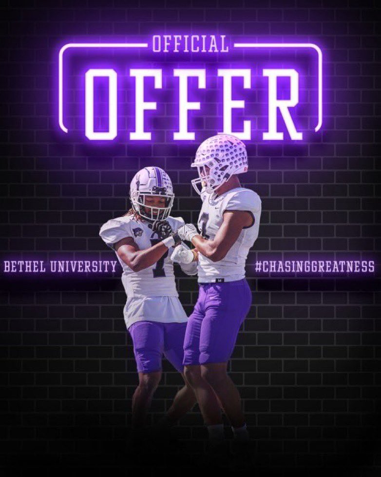 I’m beyond blessed to receive an offer from Bethel University. All Glory goes to God.