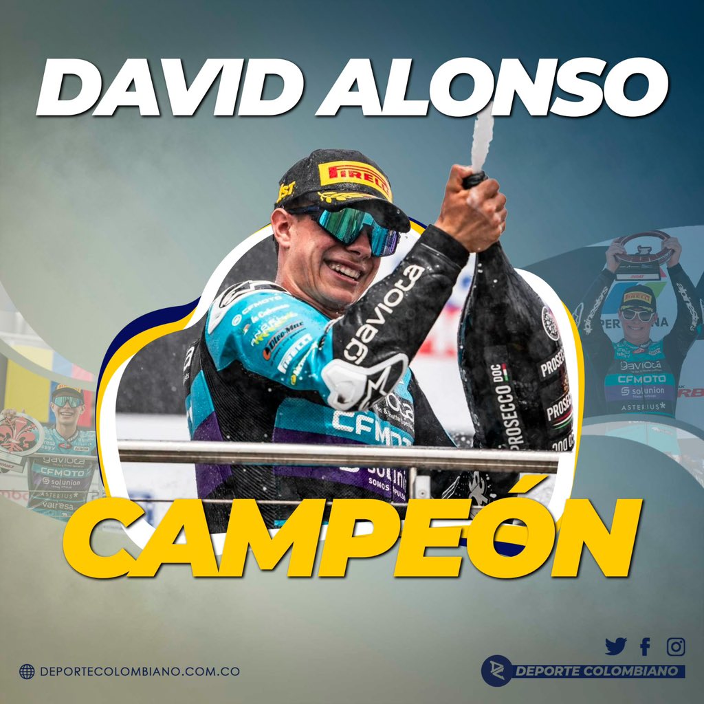 #Moto3 🏍️ | ¡LLORA COLOMBIA LLORA 💛💛💙❤️!

Porque David ganó 🔟 carreras en una temporada que tiene 20

Porque se coronó campeón con 4️⃣ carreras de anticipación

Porque es la primera vez que la bandera de Colombia 🇨🇴 se verá junto al título mundial del motociclismo.

Porque