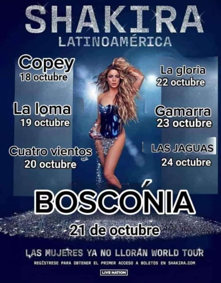 Reportan. En un futuro está podría ser la gira de Shakira #valledupar