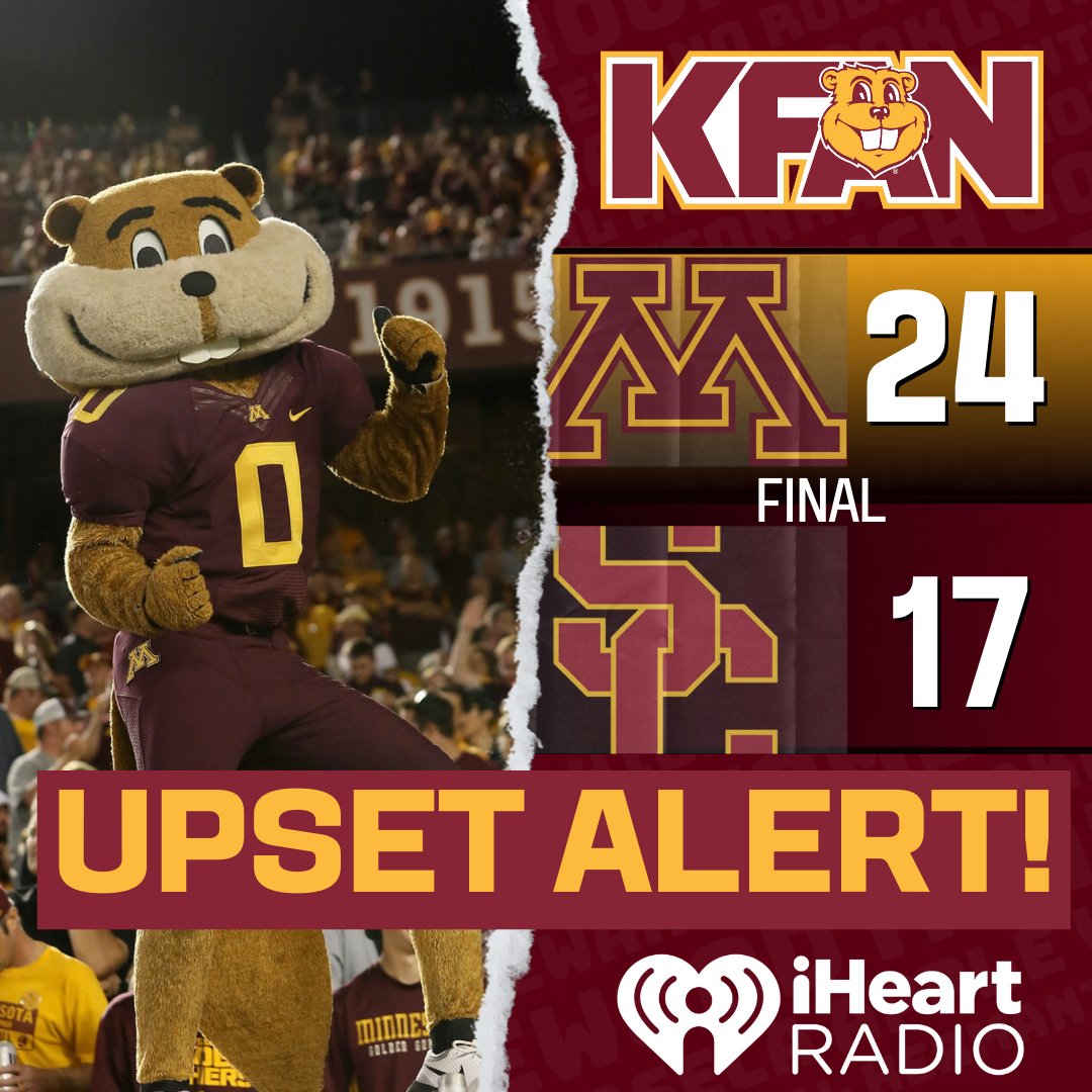 KFAN1003's tweet photo. GOPHERS WIN!!

@GopherFootball takes down #11 USC, 24-17!!  #KFANGophers

@iHeartRadio
POSTGAME: https://t.co/dWVGWEsn62 https://t.co/AWu1hvqkT6