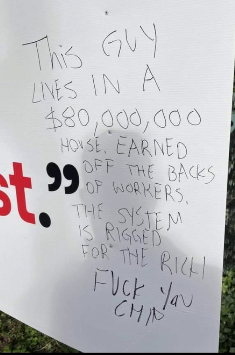 This has been added to the sign in front of Lululemon founder Chip Wilson’s home. The photo was shared with me from a post being shared on social media. #bcpoli