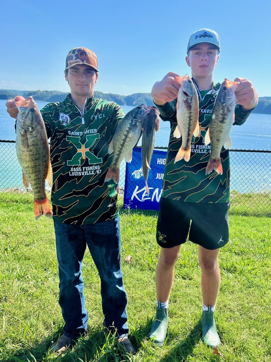 StXBassFish's tweet photo. Great day for Tyce Flaker '25 and Carson Knopf '26 with Boat Captain Aaron Flaker at the Bradley Roy Open at Lake Cumberland!! These guys finished 5th out of over 150 boats from all around Kentucky to advance to a special one day fish off tomorrow! We Are St. X!! https://t.co/dS6aH95C4K