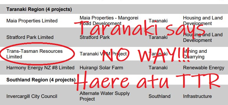 Trans-Tasman Resources has just been given the go ahead under the Fast-Track legislation to start seabed mining off the Taranaki coast. We say NO WAY! Haere atu TTR. The community is united in our opposition to the destruction of the moana. Together, we will stop you.