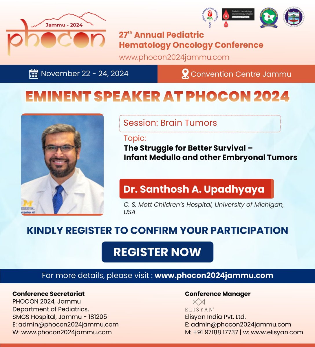 PHO INDIA (@pho_india) on Twitter photo Register fast for #PHOCON2024 #Jammu to listen to eminent speakers
#knowurspeaker
Dr Santhosh will be talking about infant MB
<a href="/DrManasKalra1/">Dr Manas Kalra</a> <a href="/DrNehaRastogi1/">Dr Neha Rastogi</a>
<a href="/DrShrutiKakkar/">Shruti Kakkar</a> <a href="/MunikotyVinay/">Vinay Munikoty Venkatesh</a> <a href="/Satyayadav__/">Satya Prakash Yadav</a> <a href="/anand_sschrc/">Anand KC</a> <a href="/BadiraP/">Badira Cheriyalinkal Parambil</a> <a href="/NirmalyaDP/">Nirmalya Pradhan</a> <a href="/DrSunilBhat/">Dr Sunil Bhat</a> <a href="/Pritampedhemonc/">Pritam Singha Roy MD, DM</a> Register fast for #PHOCON2024 #Jammu to listen to eminent speakers
#knowurspeaker
Dr Santhosh will be talking about infant MB
<a href="/DrManasKalra1/">Dr Manas Kalra</a> <a href="/DrNehaRastogi1/">Dr Neha Rastogi</a>
<a href="/DrShrutiKakkar/">Shruti Kakkar</a> <a href="/MunikotyVinay/">Vinay Munikoty Venkatesh</a> <a href="/Satyayadav__/">Satya Prakash Yadav</a> <a href="/anand_sschrc/">Anand KC</a> <a href="/BadiraP/">Badira Cheriyalinkal Parambil</a> <a href="/NirmalyaDP/">Nirmalya Pradhan</a> <a href="/DrSunilBhat/">Dr Sunil Bhat</a> <a href="/Pritampedhemonc/">Pritam Singha Roy MD, DM</a>