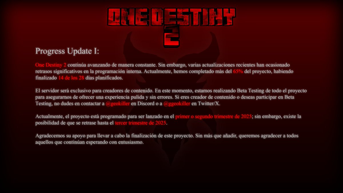 One Destiny 2: Actualización de Progreso

Agradecemos su apoyo continuo en nuestro proyecto. No olviden dejar su favorito ❤ y retuitear 🔄, ya que nos ayudan enormemente a difundir la noticia.

🔽 Únete al Discord de Destiny Project para más actualizaciones y anuncios! 🔽