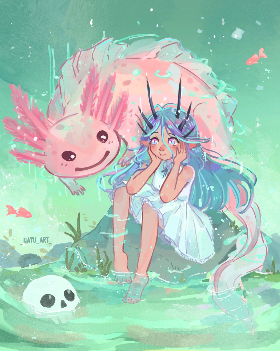 #inktoberday4 
#inktober2024 #inktoberexotic #cuteart #digitalart  #fantasyart #art #digitalart #artistadigital #drawing #myart #fantasy #ajolotes #ajolote #ghost #digitalpainting #drawtober  #ghibli #inktober2024day4 #inktoberday6 #sketch #inktober2024day6  #inktobertrek