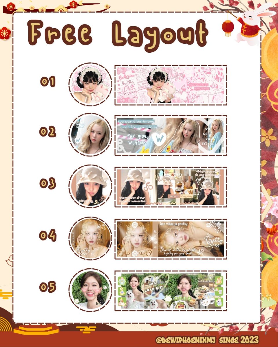 Any interactions appreciated 🀄🧧

halo! spesial ulang tahun kak <a href="/girhlie/">𝗬𝗮𝘆𝗮</a> 🎂🎉🎊 akan ada 5 free layout yang bisa kalian jemput malam ini jam 18.50 WIB ⏲️ free retext hanya bagian nama yaa!~ 

⏲️ 18.50 WIB
💌 by DM 

wajib baca rules di reply yaa 🤗

#zonauang