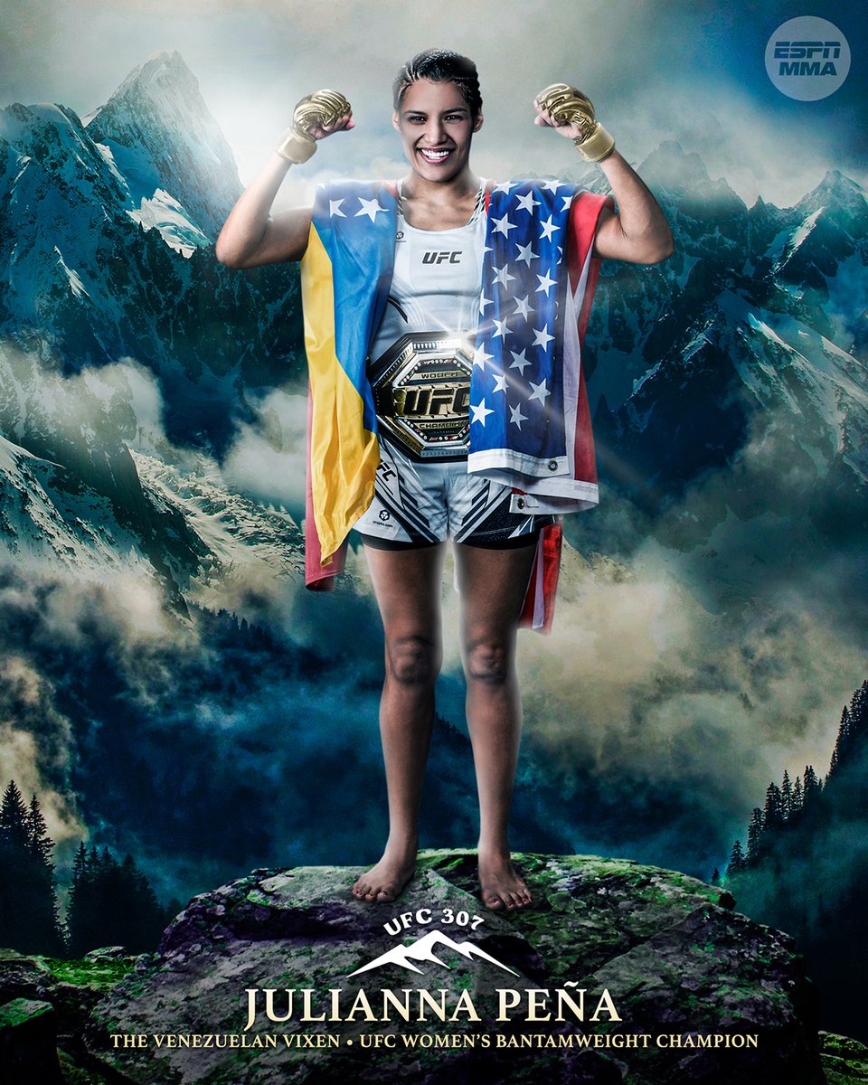 espn's tweet photo. AND NEW 👏

JULIANNA PEÑA RECLAIMS THE WOMEN'S BANTAMWEIGHT TITLE 🏆 #UFC307 https://t.co/qXfzRSRRd6