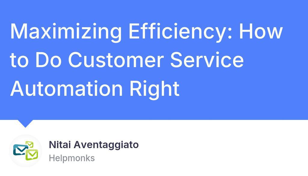 thenitai's tweet image. As you&apos;re creating your knowledge base, you need to make sure that you&apos;re thinking about the customer experience.

Read the full article: Maximizing Efficiency: How to Do Customer Service Automation Right
▸ lttr.ai/AXn7t

#CustomerServiceAutomation
