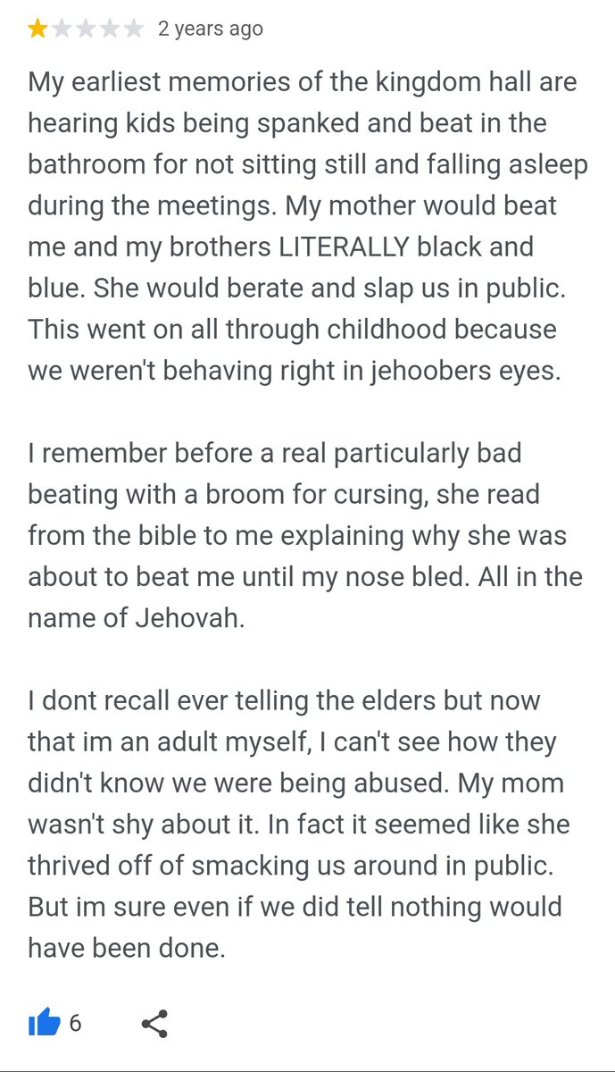 ListenToVictims's tweet image. The "Peaceful" Cult Next Door

Elders that turn a blind eye to the cries from children inside Kingdom Halls and Conventions. Parents literally abusing their kids to please "Jehovah" and get brownie points from their leaders. And they knock with warm smiles welcoming you in too...