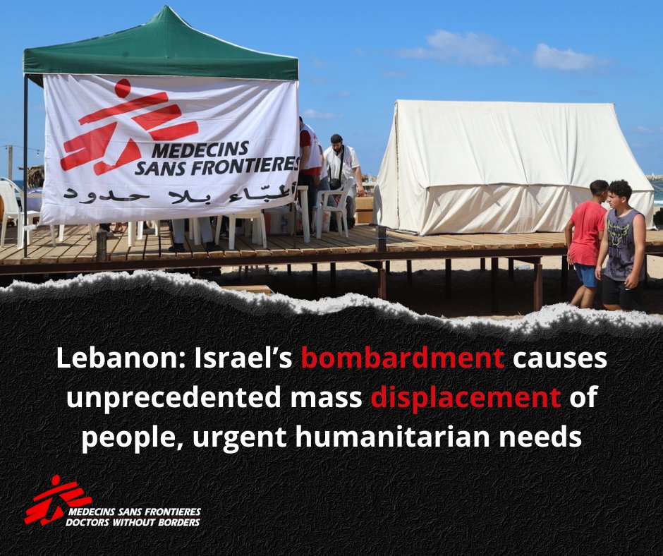 MSF_EastAfrica's tweet photo. In response to the dire situation in Lebanon, #MSF has scaled up our emergency response and sent various mobile medical teams, including doctors, nurses, psychologists, counsellors and health promoters, to schools and across the country.

Read more: https://t.co/h00QXT4eBf https://t.co/sdez5r91lQ