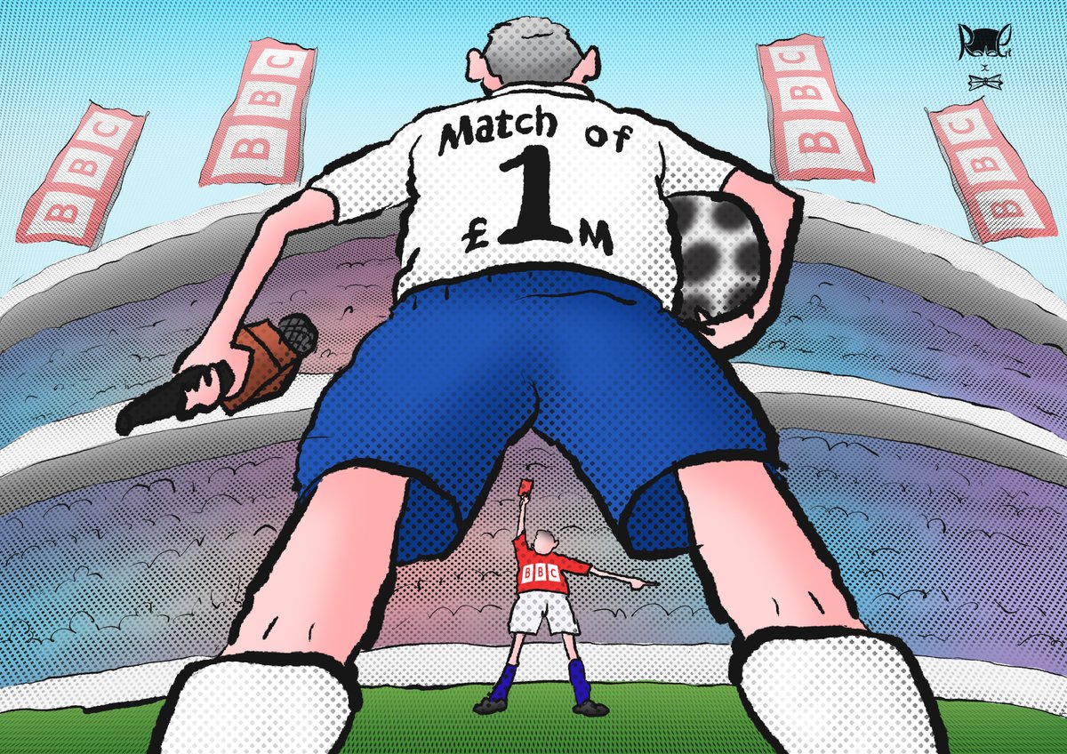 hol40900's tweet image. Defund the #BBC! 🙄 @GaryLineker doesn’t deserve this treatment. Let him decide when to leave, not some behind-the-scenes drama! #BBCFail @BBCMOTD #bbclaurak #cartoon