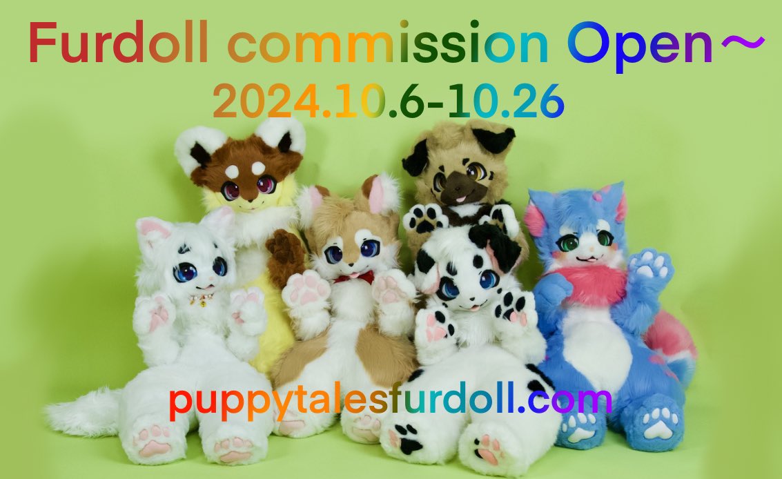 🌟The Furdoll Commission is now open. 🌟
Please submit a request form by DM us your fursona. Deadline for submissions is October 6th - October 26th, 2024.
Our official website is located here, where you can find detailed information on commission rates:
 puppytalesfurdoll.com