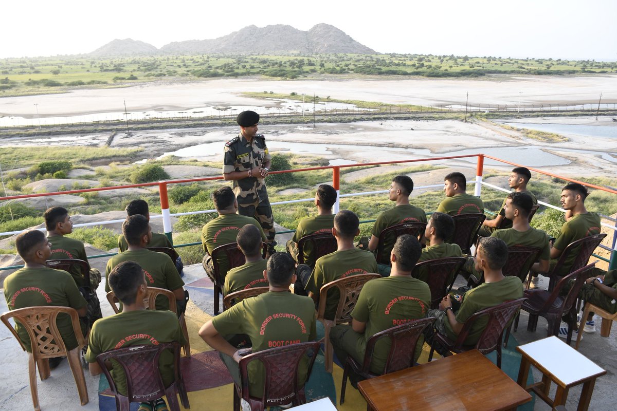 BSF_Gujarat's tweet photo. 𝐁𝐒𝐅 𝐁𝐨𝐨𝐭 𝐂𝐚𝐦𝐩 (𝐏𝐡𝐚𝐬𝐞 𝐕𝐈𝐈𝐈) 𝐂𝐨𝐧𝐜𝐥𝐮𝐝𝐞𝐬 𝐓𝐫𝐢𝐮𝐦𝐩𝐡𝐚𝐧𝐭𝐥𝐲 𝐚𝐭 𝐒𝐮𝐢𝐠𝐚𝐦, 𝐁𝐚𝐧𝐚𝐬𝐤𝐚𝐧𝐭𝐡𝐚

In a remarkable three-day experience, 19 students from Maharana Pratap International School, Sagwara, Dungarpur, Rajasthan, participated in an immersive #BSF Boot Camp from 03-06 Oct 2024 at Suigam, Banaskantha.

The camp featured physical training, Yoga, weapon drills, map reading, obstacle negotiation, survival techniques, Unarmed Combat, navigation, and  visit to the International Border and border outposts, offering the participants an opportunity to have an introduction to weaponry, military skills, and border management.

A key highlight of the programme was visit to the Seema Darshan Nadabet, where students witnessed the renowned Retreat Ceremony. The cultural evenings allowed participants to showcase their talents and form lasting bonds, reinforcing the team spirit.

This initiative by @BSF_India in association with @GujaratTourism under the #VibrantVillage programme of @mygovindia aims to instill patriotism, discipline, leadership, and team spirit among the youth, preparing them to take on future challenges with confidence and resilience.

@CMOGuj
@PIB_India
#YouthEmpowerment
#SeemaDarshan
#Leadership
#NationFirst