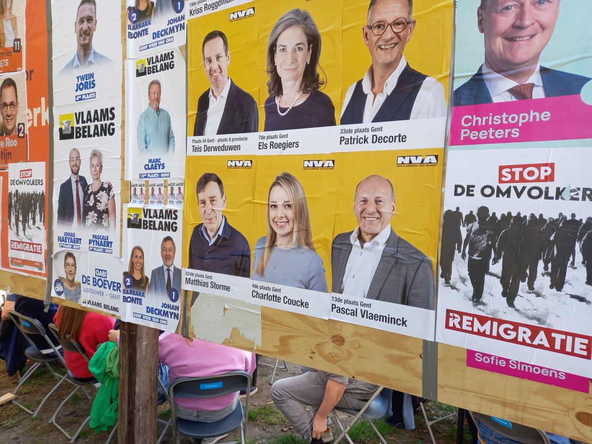 Extreemrechts aan het werk in #Gent 
En N-VA en VB zijn geen 'omvolkers'. Dat is dan ook weer duidelijk. 

#stopFacisme