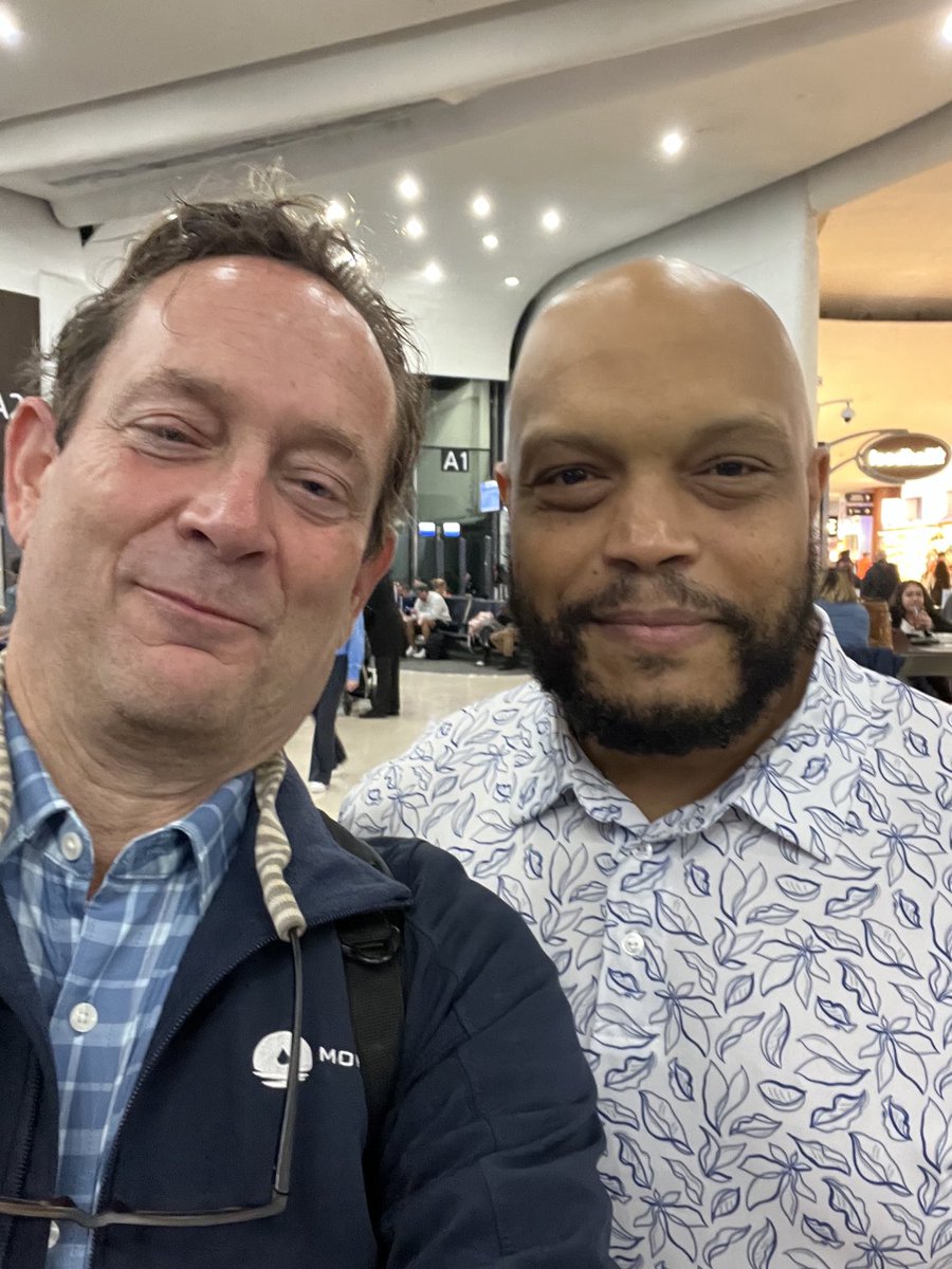 On an early flight to ⁦<a href="/WEFTEC/">WEFTEC</a>⁩ and buried into old friend Korey Gray ⁦<a href="/dcwater/">DC Water</a>⁩ - who spearheaded the development of one of the best workforce development programs I have seen - extended now to high schools.  So great to see him!!