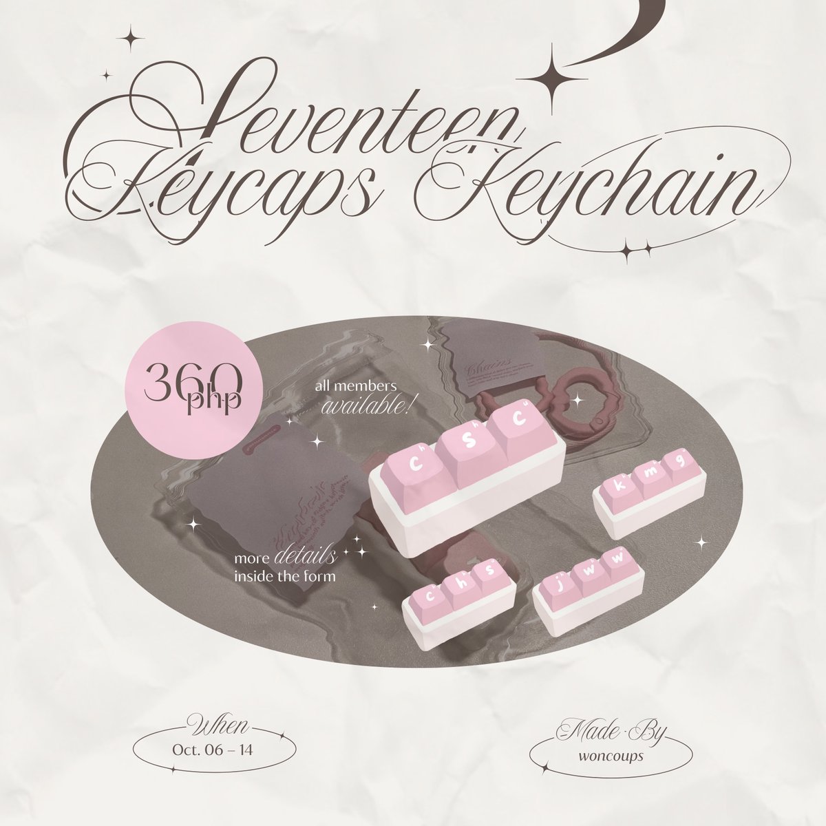 SEVENTEEN KEYCAPS KEYCHAIN 
🗓️ preorder period: 10.6 – 10.14 
🛒 preorder link:
🔗 form.jotform.com/242672293765062