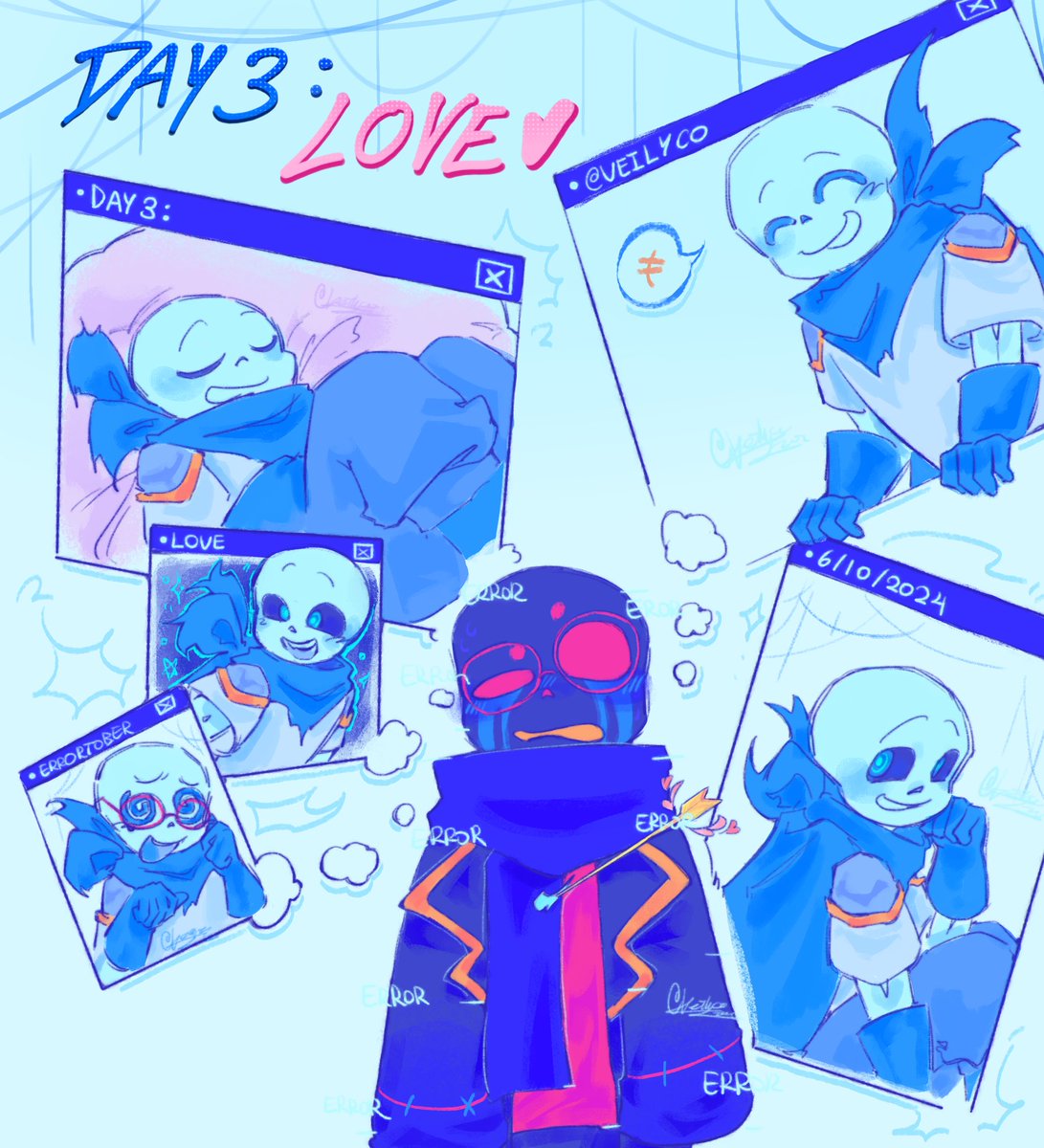 Day 3 : love (we're gonna ignore the fact is day 6 rn pleasae)

#errorsans #swapsans #errorberry #undertaleAU #sansau #errortober